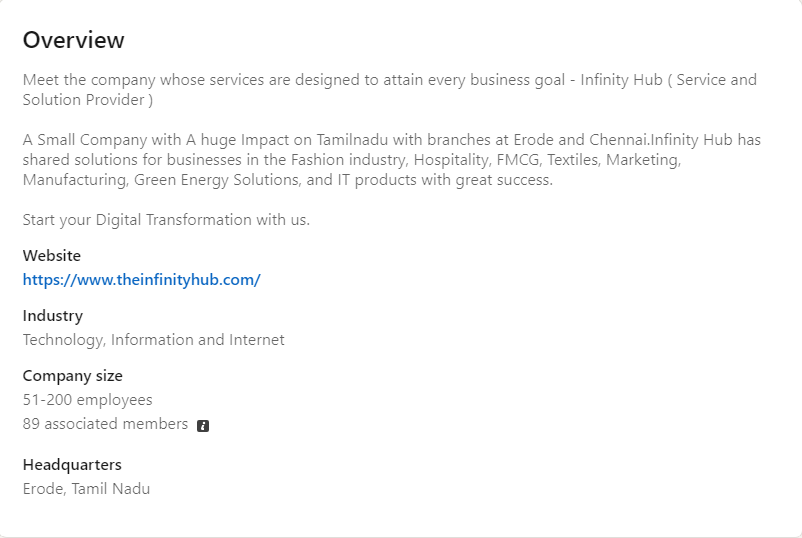 Infinityhub Linkedin Profile