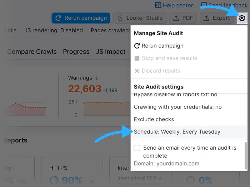 Site Audit Setting Schedule