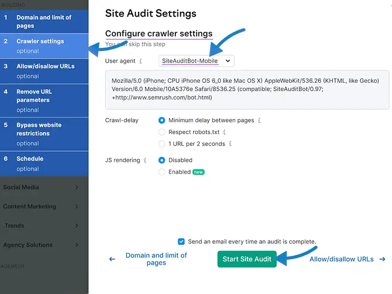 Start Site Audit